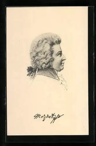 AK Wolfgang Amadeus Mozart, Seitliches Porträt