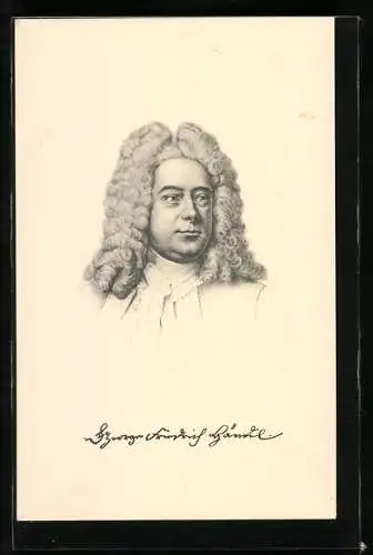 Künstler-AK Portrait des Komponisten Georg Friedrich Händel
