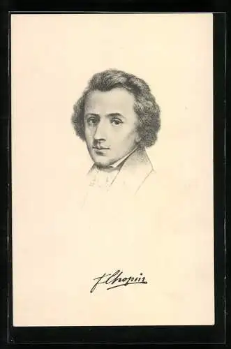Künstler-AK Portrait des Komponisten Frédéric Chopin