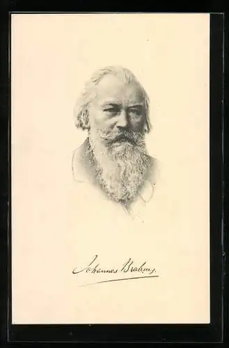 Künstler-AK Portrait des Komponisten Johannes Brahms