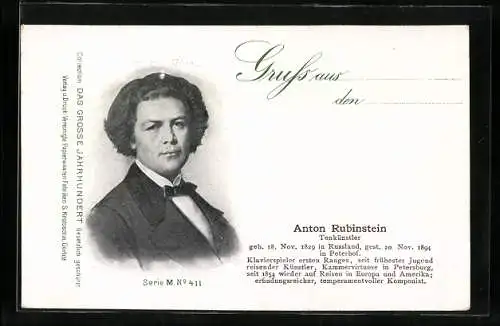 AK Der Komponist Anton Rubinstein im Anzug mit Fliege