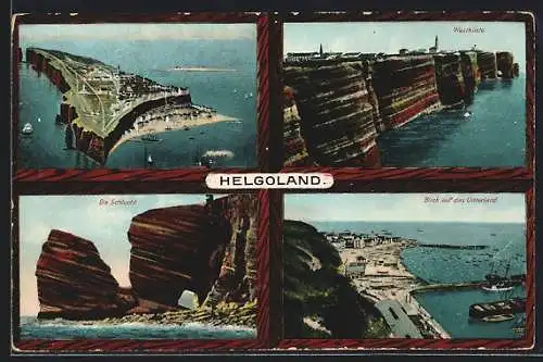 Passepartout-AK Helgoland, Gesamtansicht, Schlucht, Westküste