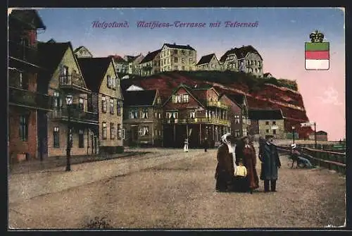 AK Helgoland, Mathiess-Terrasse mit Felseneck