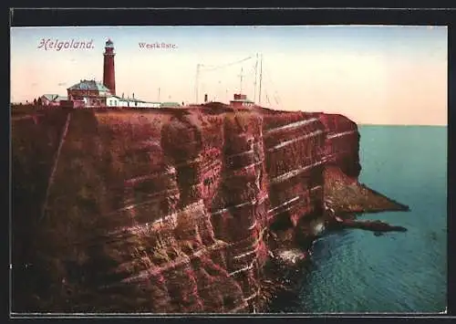AK Helgoland, Westküste mit Leuchtturm