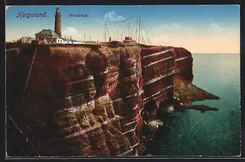AK Helgoland, Westküste mit Leuchtturm