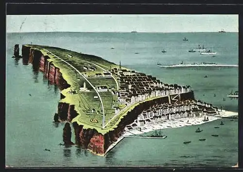 AK Helgoland, Gesamtansicht der Insel