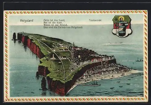 AK Helgoland, Totalansicht, Wappen