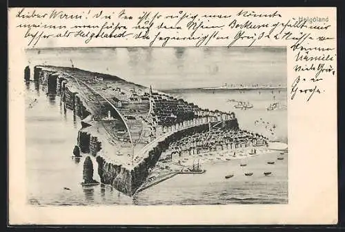 Künstler-AK Helgoland, Totalansicht