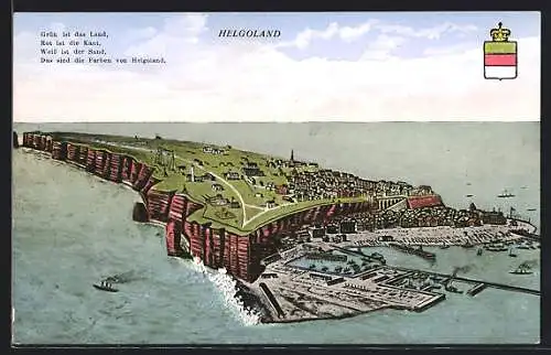 Künstler-AK Helgoland, Panorama der Insel