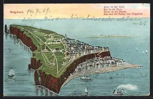 AK Helgoland, Blick auf die Insel, Gedicht