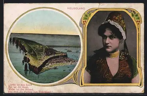 AK Helgoland, Ortsansicht, Frauenportrait