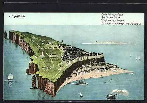 AK Helgoland, Blick auf die Insel, Gedicht