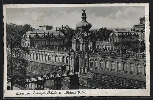 AK Dresden, Blick vom Palast-Hotel auf den Zwinger