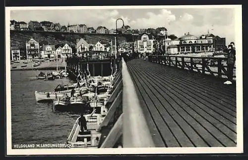 AK Helgoland, Landungsbrücke mit Ortsansicht