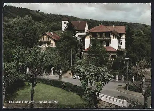 AK Bad Salzig /Rhein, Partie am Parkhotel Trost