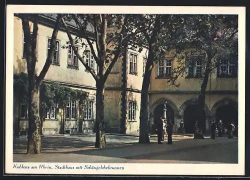 AK Koblenz a. Rh., Stadthaus mit Schängelschebrunnen