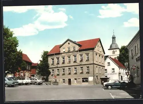 AK Massbach, Rathaus mit Bäckerei Bayer