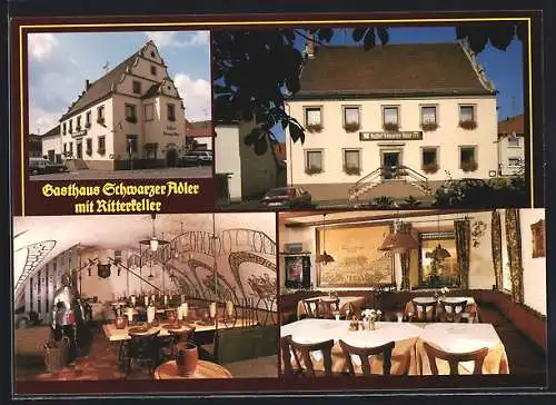 AK Oberthulba, Gasthaus Schwarzer Adler mit Ritterkeller, Am Marktplatz, Innenansichten