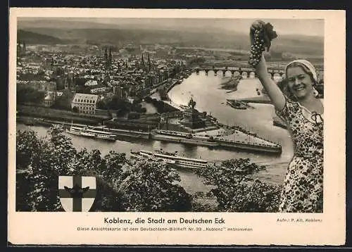 AK Koblenz, Blick auf das Deutsche Eck