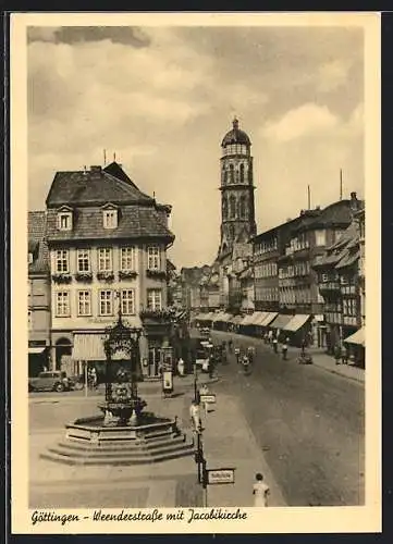 AK Göttingen, Weenderstrasse mit Jacobikirche