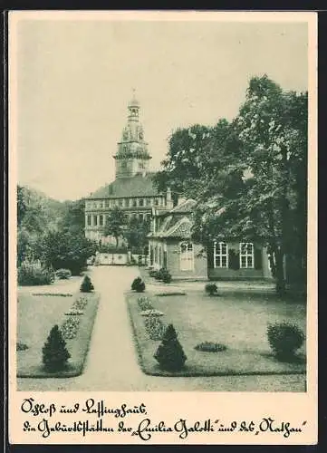 AK Wolfenbüttel, Schloss und Lessinghaus, Geburtsstätte der Emilia Galotti und des Nathan