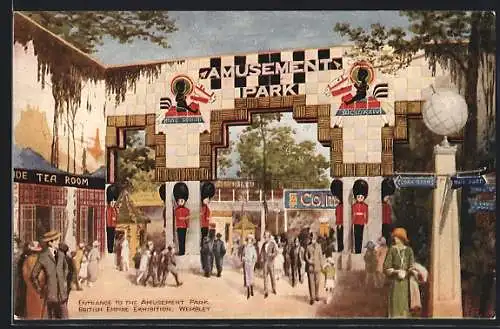 Künstler-AK Wembley, British Empire Exhibition, Entrance to the Amusement Park, Ausstellung