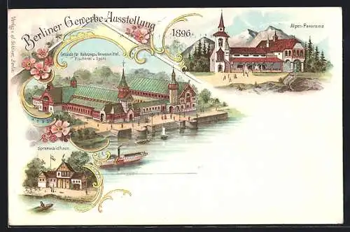 AK Berlin-Treptow, Berliner-Gewerbe-Ausstellung, 1896, Spreewaldhaus, Gebäude f. Nahrungs- u. Genussmittel