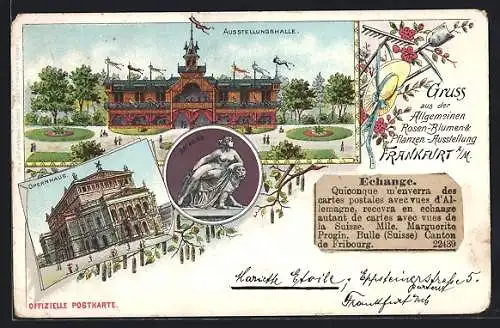 Lithographie Frankfurt a. M., Allgemeine Rosen-, Blumen- und Pflanzen-Ausstellung