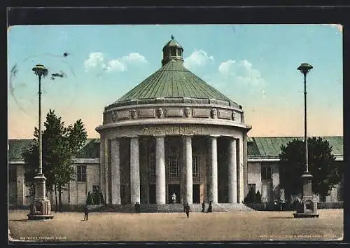 AK Dresden, Internationale Hygiene Ausstellung 1911, Festplatz mit populärer Halle Der Mensch
