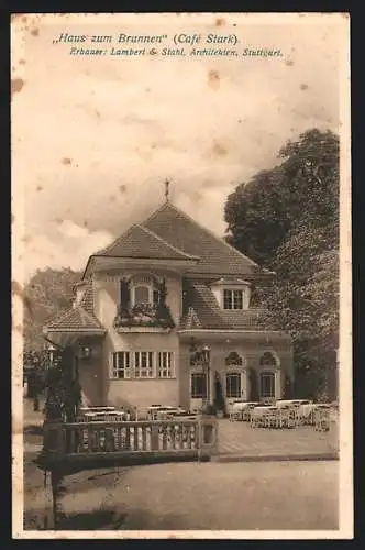 AK Stuttgart, Bauaustellung 1908, Haus zum Brunnen Cafe Stark