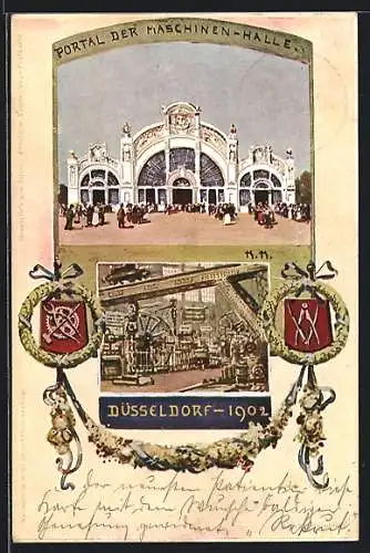 AK Düsseldorf, Ausstellung 1902, Portal des Maschinen-Halle