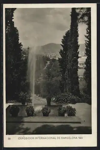 AK Barcelona, Exposicion International 1929, Jardines, Fontäne