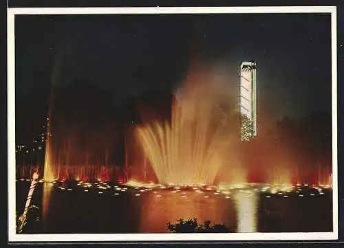 AK Hamburg, Internationale Gartenbau-Ausstellung 1953, Wasserlichtkonzert