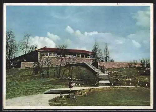AK Stuttgart, Reichsgartenschau 1939, Blick vom Rosental auf das Höhenkaffee