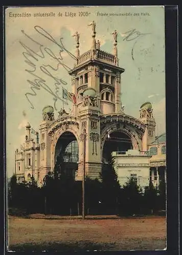 AK Liege, Exposition universelle 1905, Entree monumentale des Halls