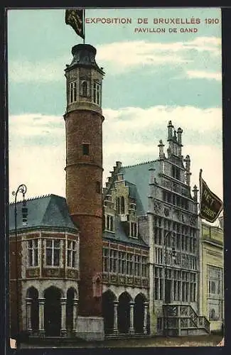 AK Bruxelles, Exposition 1910, Pavillon de Gand