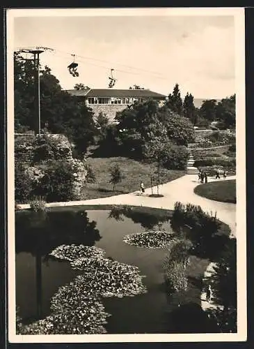 AK Stuttgart, Höhenpark Killesberg, Höhencafe und Sesselbahn