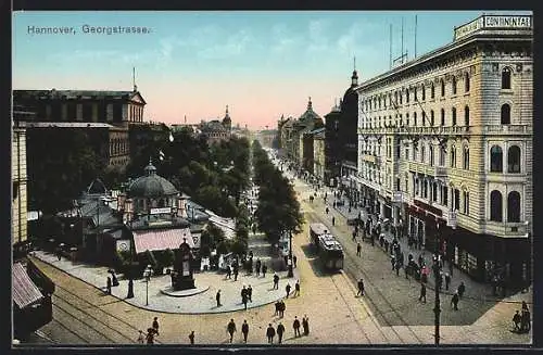 AK Hannover, Strassenbahn in der Georgstrasse