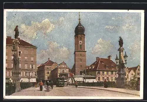 AK Graz, Strassenbahn vor der Franziskanerkirche
