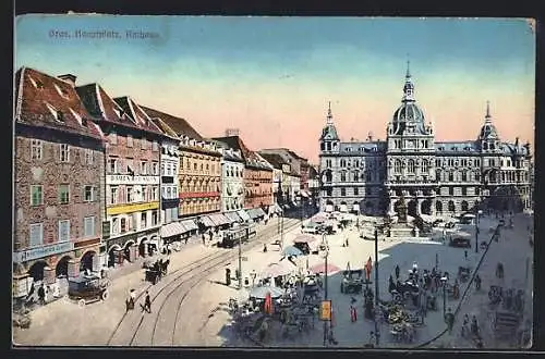 AK Graz, Rathaus und Strassenbahn