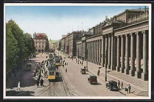 AK Stuttgart, Königsbau mit Königstrasse und Strassenbahn