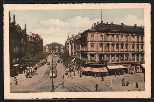 AK Hannover, Strassenbahn in der Bahnhofstrasse