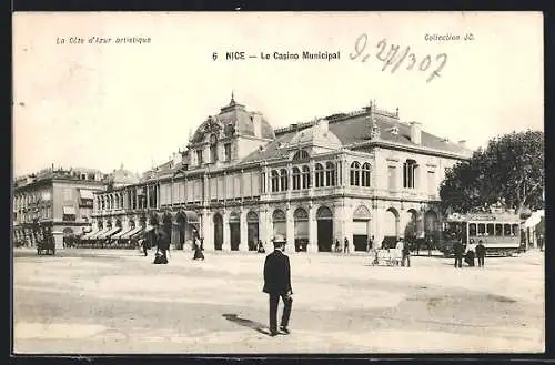 AK Nice, Le Casino Municipal, Strassenbahn