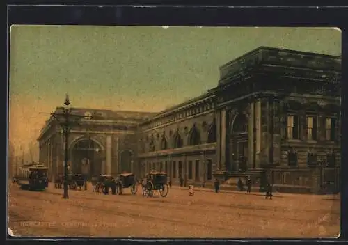 AK Newcastle, Central Station, Strassenbahn