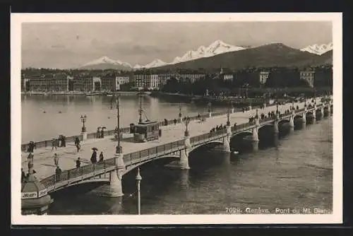 AK Genève, Pont du Mt. Blanc, Strassenbahn