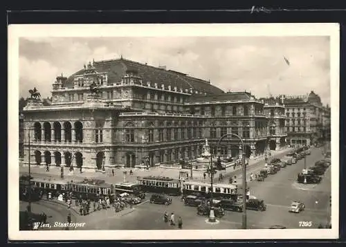 AK Wien, Staatsoper mit Strassenbahnen