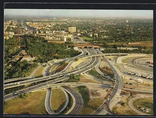 AK Berlin, Blick vom Funkturm auf die Stadtautobahnen