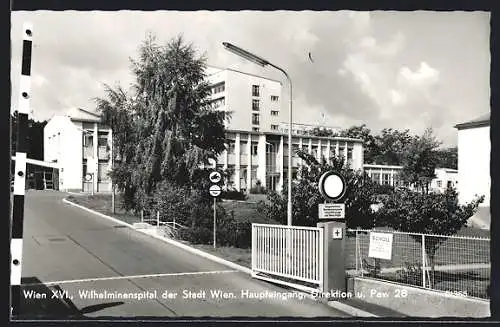 AK Wien, Wilhelminenspital, Haupteingang, Direktion und Pav. 28