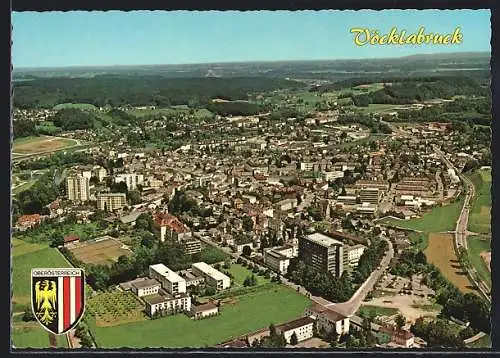 AK Vöcklabruck, Teilansicht mit Strassenpartien, Wappen