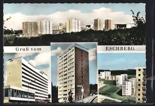 AK Saarbrücken, Teilansicht, Hochhaus am Eschberg, Ortspartie